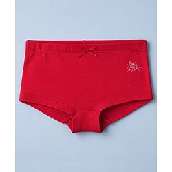 Pine Kids Cotton Elastane Knit Striped Panties With Bow Print & Applique Pack of 3 - White, Red & Pink