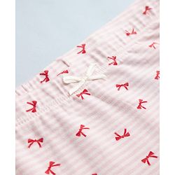 Pine Kids Cotton Elastane Knit Striped Panties With Bow Print & Applique Pack of 3 - White, Red & Pink