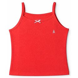 Pine Kids Knit Cotton Lycra Solid Sleeveless Slips with Bow Applique Pack of 3 - Red Pink Navy Blue