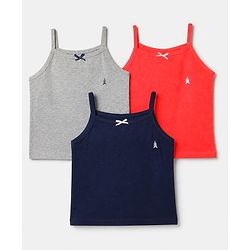 Pine Kids Cotton Mix Knit Logo Print Slips in Red, Navy & Grey Pack of 3