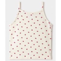 Pine Kids Cotton Mix Knit Slips with Sleeveless and Strawberry Print in White, Blue & Grey Pack of 3