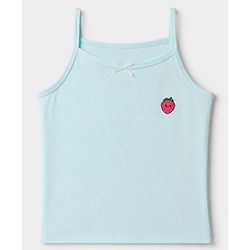 Pine Kids Cotton Mix Knit Slips with Sleeveless and Strawberry Print in White, Blue & Grey Pack of 3