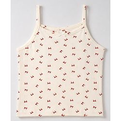 Pine Kids Cotton Lycra Knit Sleeveless Slips with Bows Print and Bow Embroidery Pack of 3 - White Red & Pink