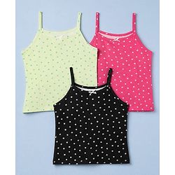 Pine Kids Cotton Lycra Knit Slips with Sleeveless and Floral Print Pack of 3 - Pink Green & Black