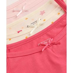 Pine Kids Cotton Lycra Knit Sleeveless Slips with Star Print Pack of 3 - White Pink & Dark Pink