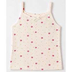 Pine Kids Cotton Lycra Knit Sleeveless Slips with Star Print Pack of 3 - White Pink & Dark Pink