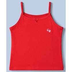 Pine Kids Cotton Lycra Knit Sleeveless Slips with Heart Print Pack of 3 - White Red & Pink