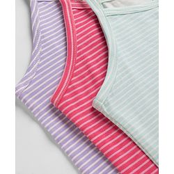 Pine Kids Cotton Mix Knit Slips with Bow Applique and Striped Print in Pink,Sea Green & Purple Pack of 3