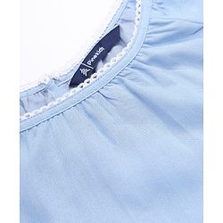 Pine Kids Woven Top with Full Raglan Sleeves and Floral Print in Blue