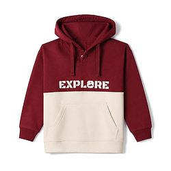 Pine Kids Fleece Knit Full Sleeves Hooded Winter Wear Suit With Text Print - Red