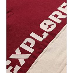 Pine Kids Fleece Knit Full Sleeves Hooded Winter Wear Suit With Text Print - Red