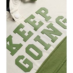Pine Kids Fleece Knit Full Sleeves Hooded Winter Wear Suit With Text Print - Green