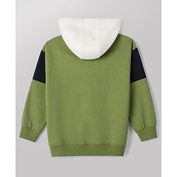 Pine Kids Fleece Knit Full Sleeves Hooded Winter Wear Suit With Text Print - Green