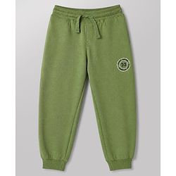 Pine Kids Fleece Knit Full Sleeves Hooded Winter Wear Suit With Text Print - Green