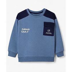 Pine Kids Fleece Full Sleeves Winter Wear Suits with Athletic Club Print in Blue