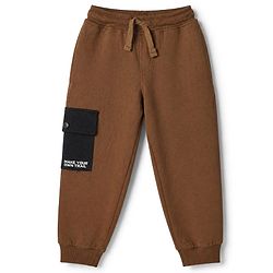 Pine Kids Fleece Knit Full Sleeves Winter Wear Suit With Text Print - Brown