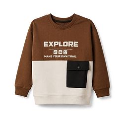Pine Kids Fleece Knit Full Sleeves Winter Wear Suit With Text Print - Brown