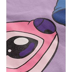 Pine Kids Disney 100% Cotton Terry Knit Sweatshirt with Full Sleeves and Angel and Stitch Print - Lavender