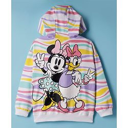 Pine Kids Disney 100% Cotton Terry Knit Hoodies with Full Drop Shoulder Sleeves and Minnie Mouse and Daisy Duck Print in White
