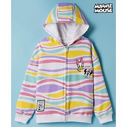 Pine Kids Disney 100% Cotton Terry Knit Hoodies with Full Drop Shoulder Sleeves and Minnie Mouse and Daisy Duck Print in White