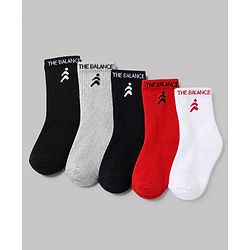 Pine Active Terry Knit Ankle Length Solid Socks Pack of 5 in Black, Grey, Black, Red