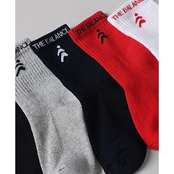Pine Active Terry Knit Ankle Length Solid Socks Pack of 5 in Black, Grey, Black, Red