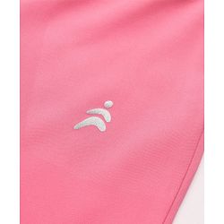 Pine Active Knit Full Length Aero Soft Staright Fit Leggings with Logo Print - Pink