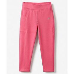 Pine Active Knit Full Length Aero Soft Staright Fit Leggings with Logo Print - Pink