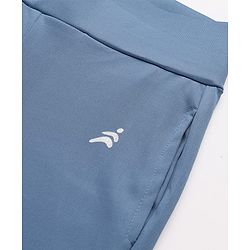 Pine Active Knit Full Length Aero Soft Staright Fit Leggings with Logo Print - Blue