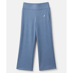 Pine Active Knit Full Length Aero Soft Staright Fit Leggings with Logo Print - Blue