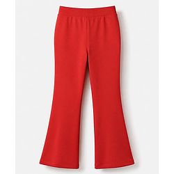 Pine Active Knit Full Length Aero Soft Staright Fit Leggings with Logo Print - Red