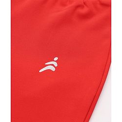 Pine Active Knit Full Length Aero Soft Staright Fit Leggings with Logo Print - Red