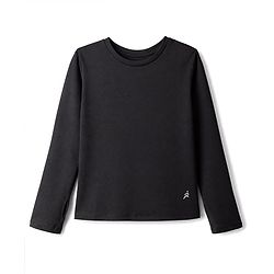 Pine Active Knit Solid 4 Way Stretch Aero Soft Thumbhole T-Shirt With Full Sleeves - Black