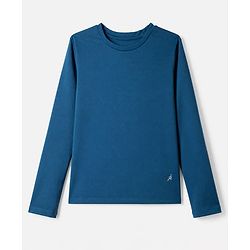 Pine Active Knit Solid 4 Way Stretch Aero Soft Thumbhole T-Shirt With Full Sleeves - Teal Blue