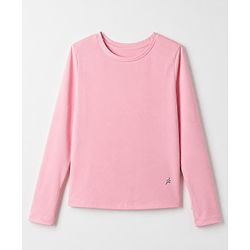 Pine Active Knit 4 Way Stretch Aero Soft Thumbhole Solid T-Shirt with Full Sleeves - Pink