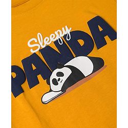 Pine Kids 100% Cotton Knit Half Sleeves T-Shirt & Shorts Night Suit With Panda Print & Bio Finsh - Orange