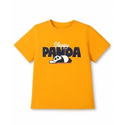 Pine Kids 100% Cotton Knit Half Sleeves T-Shirt & Shorts Night Suit With Panda Print & Bio Finsh - Orange