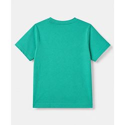 Pine Kids 100% Cotton Knit Half Sleeves T-shirt & Shorts With Palm Tree Print - Green