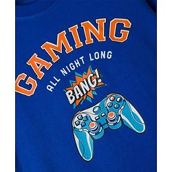 Pine Kids 100% Cotton Knit Half Sleeves T-Shirt & Shorts Night Suit With Video Game Print & Bio Finsh - Blue