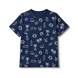 Pink Kids Cotton Knit Full Sleeves T-Shirt & Short Night Suit With Leaves Print -Blue