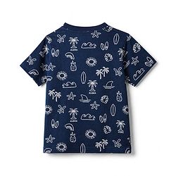 Pink Kids Cotton Knit Full Sleeves T-Shirt & Short Night Suit With Leaves Print -Blue