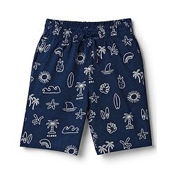 Pink Kids Cotton Knit Full Sleeves T-Shirt & Short Night Suit With Leaves Print -Blue