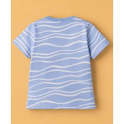 Pine Kids 100% Cotton Knit Half Sleeves Co-ords T-Shirt & Shorts Night Suit With Wave Print & Bio Finsh - Blue