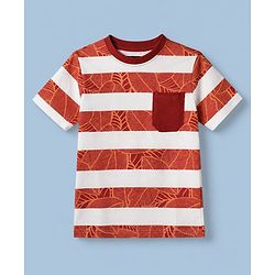 Pink Kids 100% Cotton Knit Full Sleeves T-Shirt & Short With Leaves Print-Brown