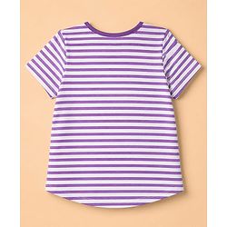 Pine Kids 100% Cotton Knit Half Sleeves T-Shirt & Pyjama Night Suit With Rabbit Print & Bio Finish - Purple