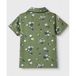 Pink Kids 100% Cotton Knit Full Sleeves Co-Ord Shirt & Pajama Night Suit With Floral Print-Green