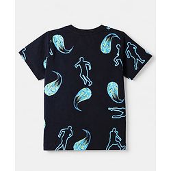 Pine Kids 100% Cotton Knit Half Sleeves Co-Ords T-Shirt & Short Night Suit With New Goal Text Print - Navy Blue