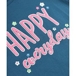Pine Kids 100% Cotton Single Jersery Knit 180 GSM Half Sleeves Co-ords T-Shirt & Short Night Suit With Happy Everyday Text Print & Bio Wash- Navy Blue