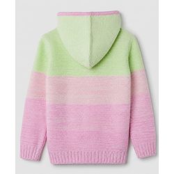Pine Kids Cotton Blend Knit Full Sleeves Front Open Sweater With Cable Knit Design - Pink