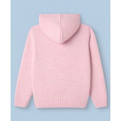 Pine Kids Knit Front Open Sweater with Full Sleeves and Stars Sequins in Pink for 4-5 Years
